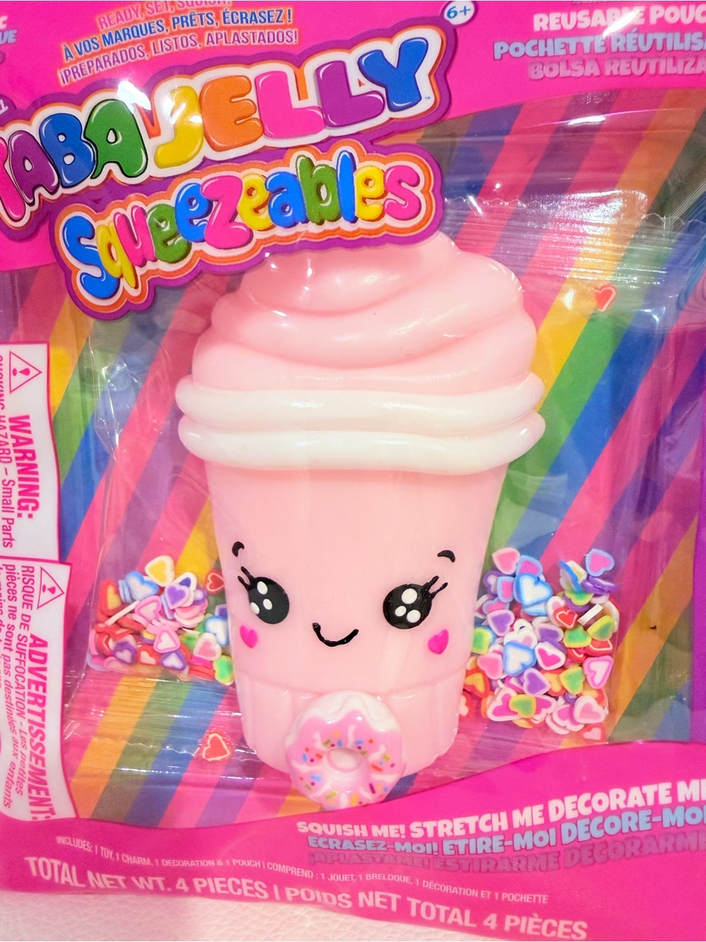 Squeezables Pink Cupcake Squishy Toy with Reusable Pouch